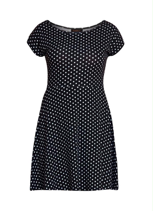 Quintess - Vestido Evasê Poá Preto 6