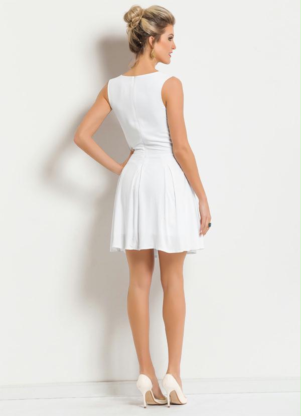 Janine - Vestido Evasê sem Mangas Branco 2