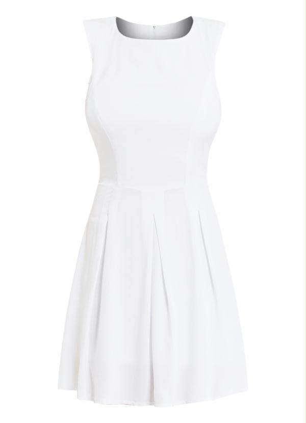 Janine - Vestido Evasê sem Mangas Branco 3