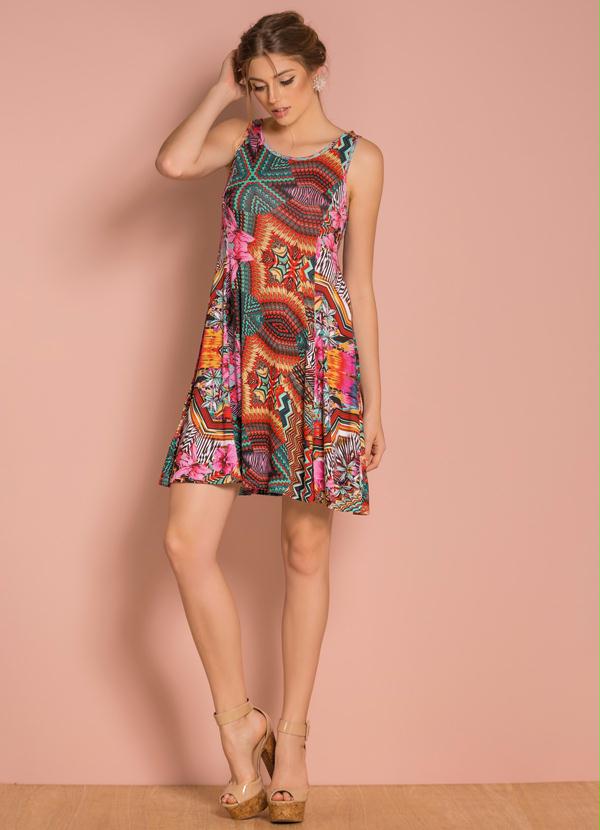Quintess - Vestido Godê sem Mangas Étnico 2