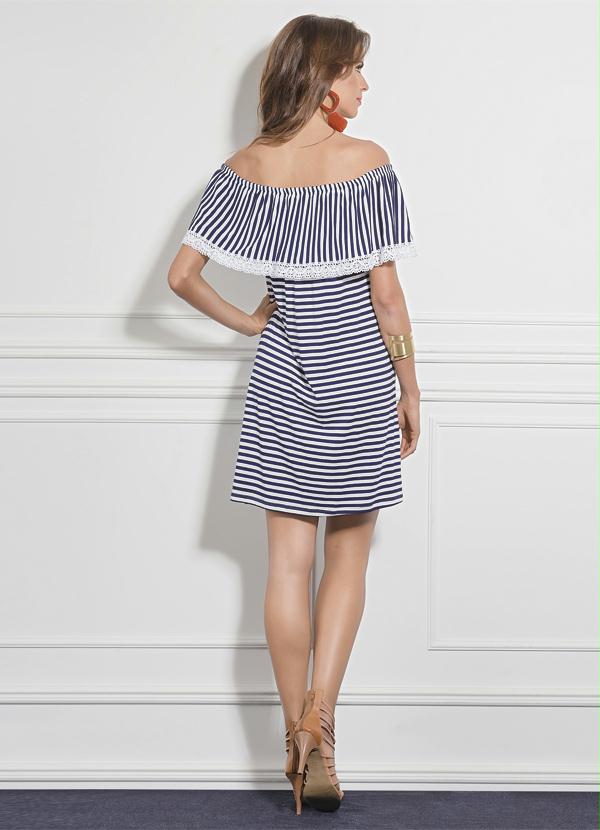 Quintess - Vestido Listrado Quintess com Babado no Decote 5