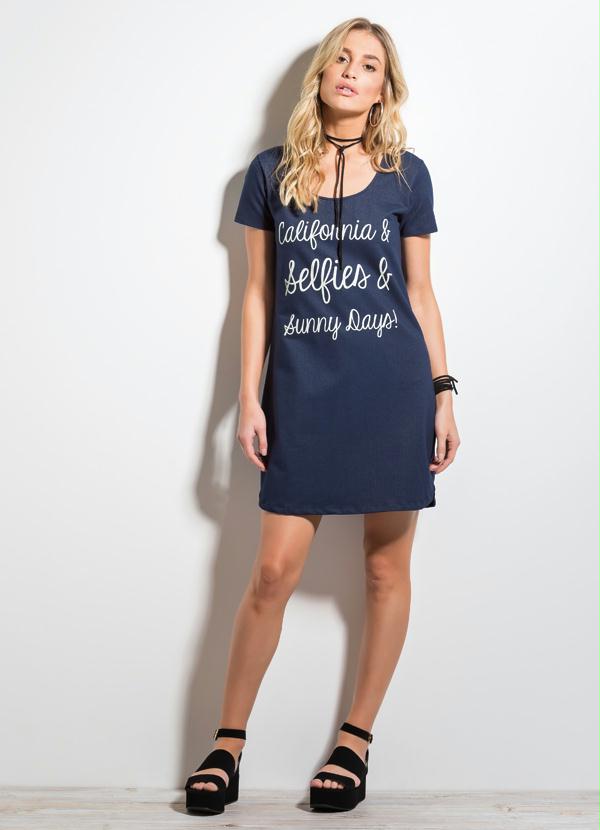 Quintess - Vestido T-Shirt Quintess Azul com Estampa 3