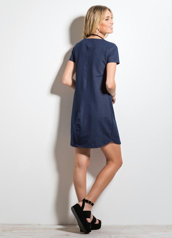 Quintess - Vestido T-Shirt Quintess Azul com Estampa 4