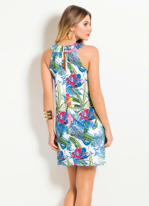 Quintess - Vestido Trapézio Quintess Estampa Folhagem 2