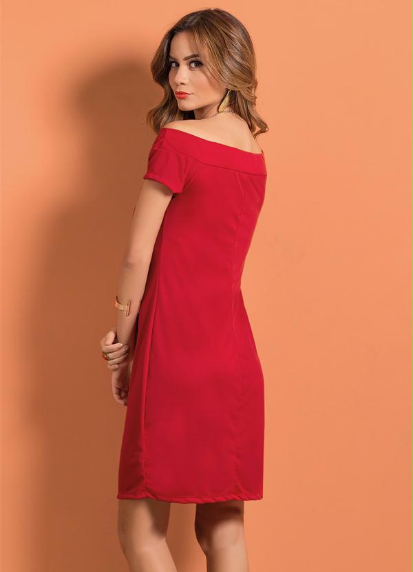 Outlet - Vestido Vermelho com Decote Ombro a Ombro 2