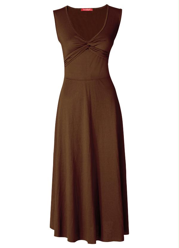 Quintess - Vestido Marrom Longuete em Poliviscose