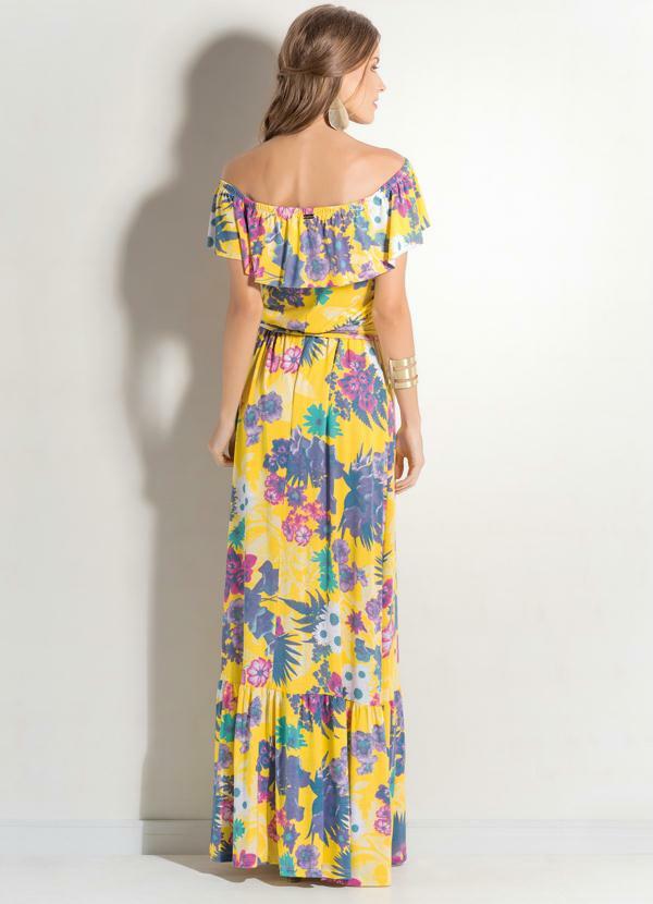 vestido longo floral ciganinha
