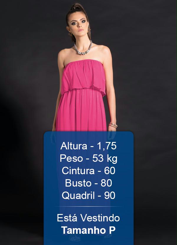 Quintess - Vestido Longo com Babado no Decote Pink 2