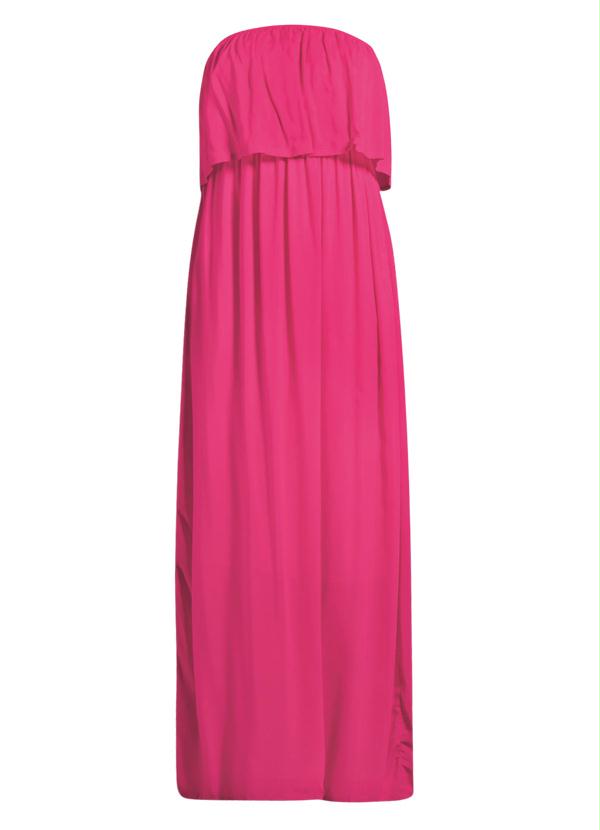 Quintess - Vestido Longo com Babado no Decote Pink 4