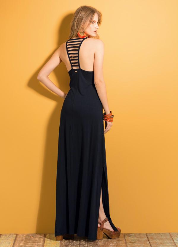 Quintess - Vestido Longo com Costas Vazada Preto 2