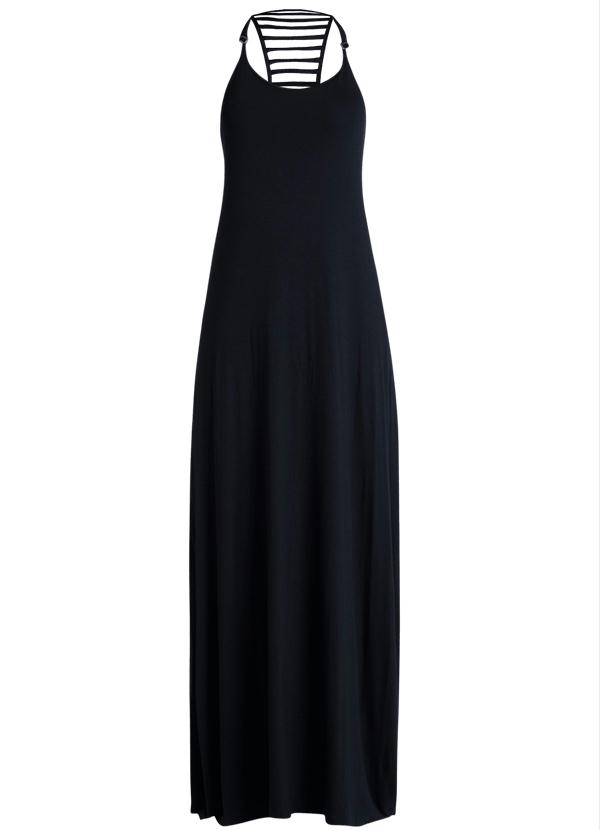 Quintess - Vestido Longo com Costas Vazada Preto 5