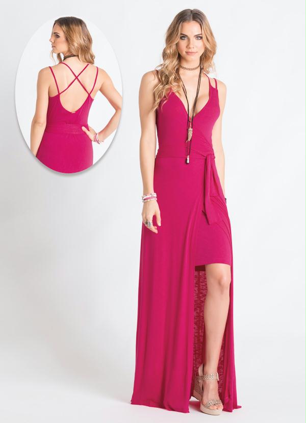 Quintess - Vestido Longo com Fenda Transpassada Pink 1