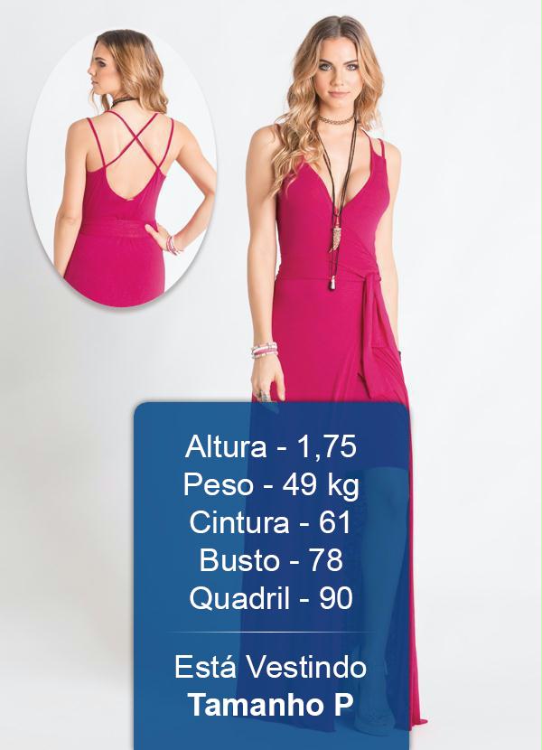 Quintess - Vestido Longo com Fenda Transpassada Pink 2