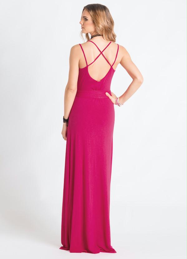 Quintess - Vestido Longo com Fenda Transpassada Pink 3