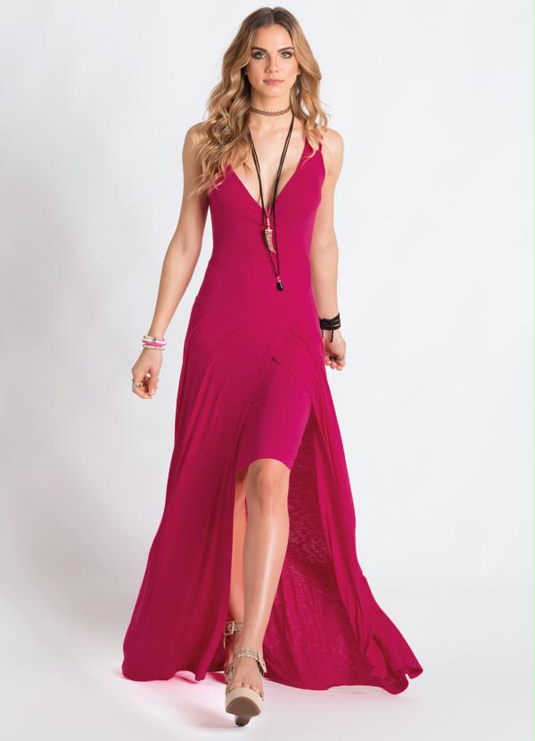 Quintess - Vestido Longo com Fenda Transpassada Pink 4