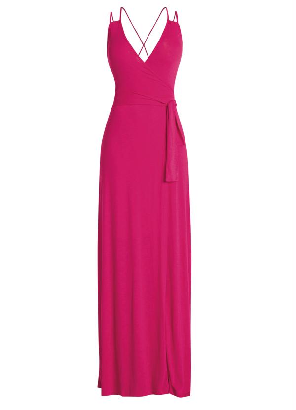 Quintess - Vestido Longo com Fenda Transpassada Pink 6