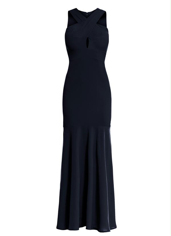 Janine - Vestido Longo com Transpasse Frontal Preto 3