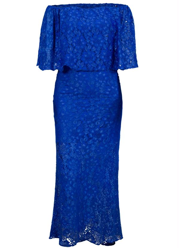 Outlet - Vestido Longo de Renda Azul 5