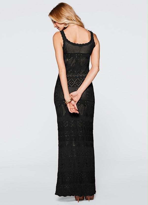 Outlet - Vestido Longo de Tricô Preto 2
