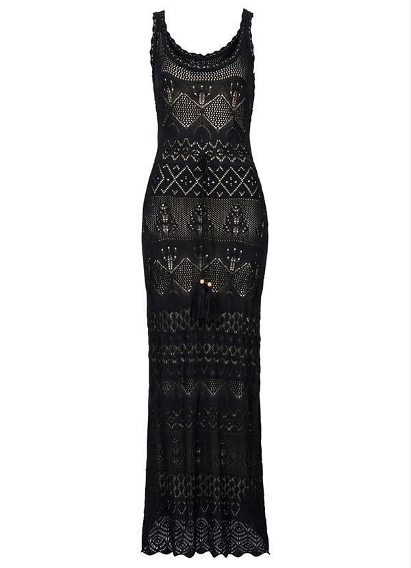 Outlet - Vestido Longo de Tricô Preto 5