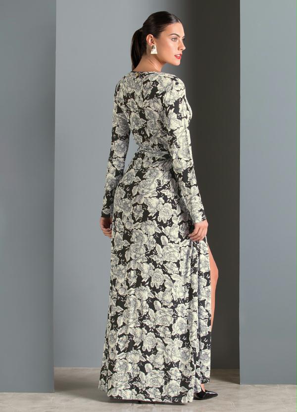 Quintess - Vestido Longo Floral com Fenda Lateral 2