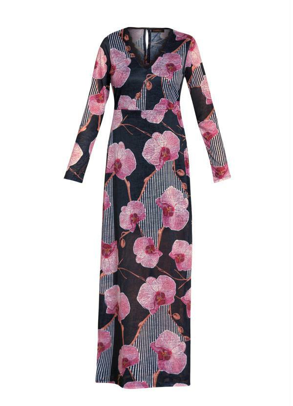 Quintess - Vestido Longo Floral com Renda no Decote 4