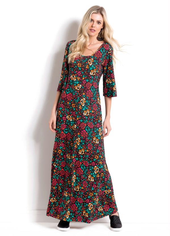 Quintess - Vestido Longo Floral Quintess com Amarração 2