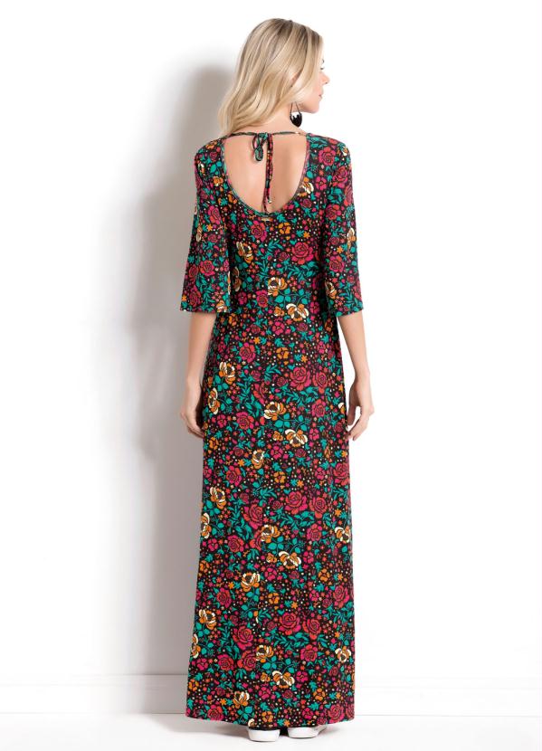 Quintess - Vestido Longo Floral Quintess com Amarração 3