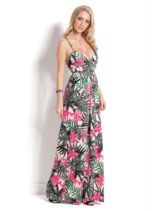 Moda Pop - Vestido Longo Folhagem Costas com Amarração 3