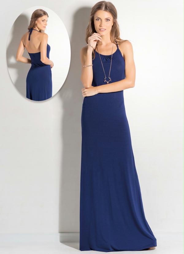 vestido azul longo simples