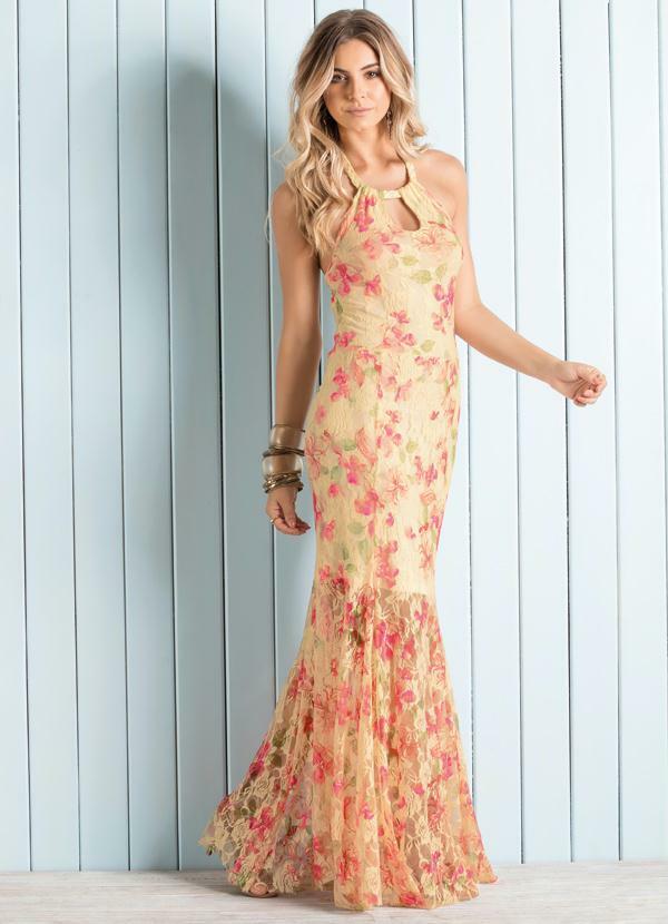 Quintess - Vestido Longo Frente Única Floral 3