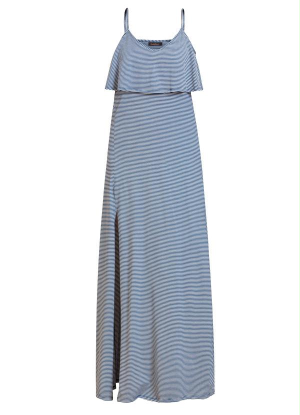 Quintess - Vestido Longo Listrado com Fenda 3