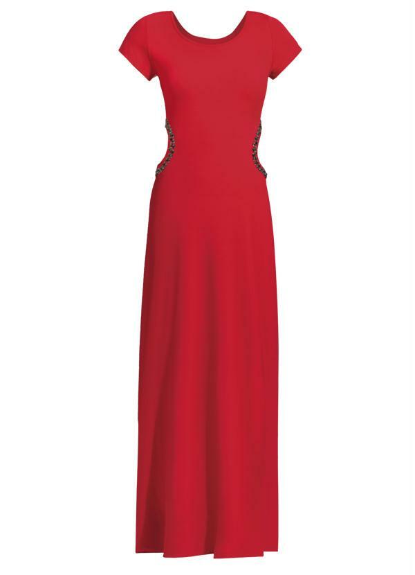 Quintess - Vestido Longo Quintess Vermelho com Aplicações 4