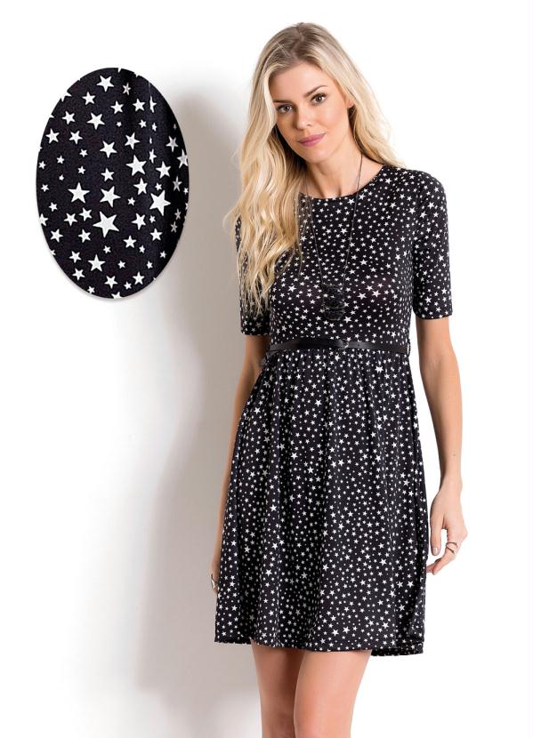 Quintess - Vestido com Cinto Quintess Star Print