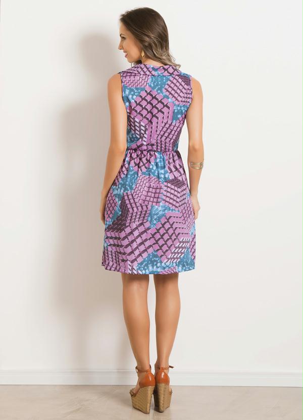 Outlet - Vestido com Gola Geométrico Decote Transpassado 4