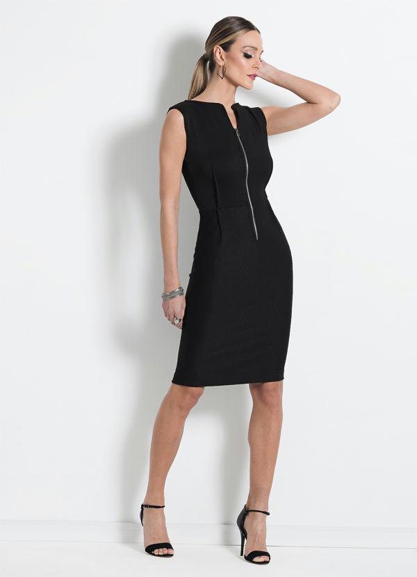 vestido com ziper na frente preto