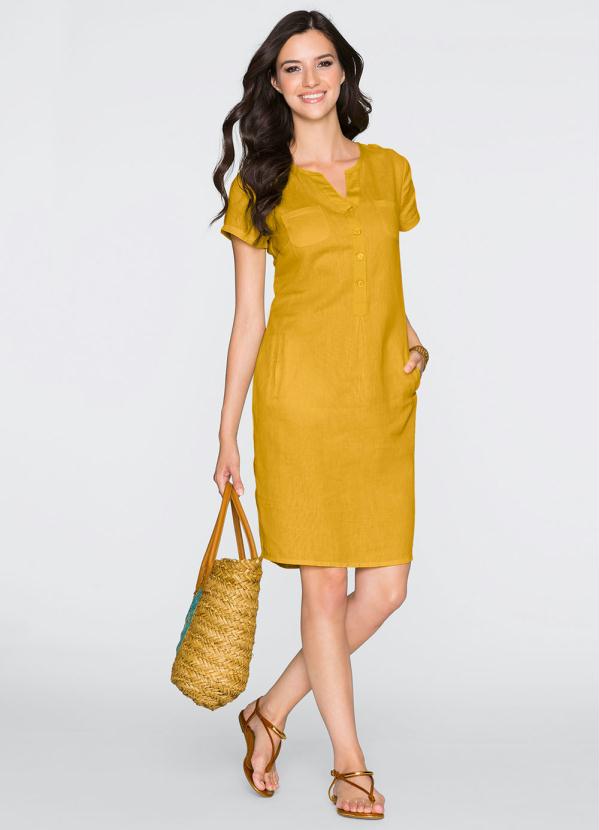 Vestido de hot sale linho amarelo