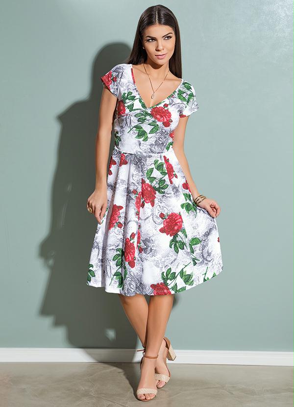 Outlet - Vestido Decote V Transpassado Floral 4