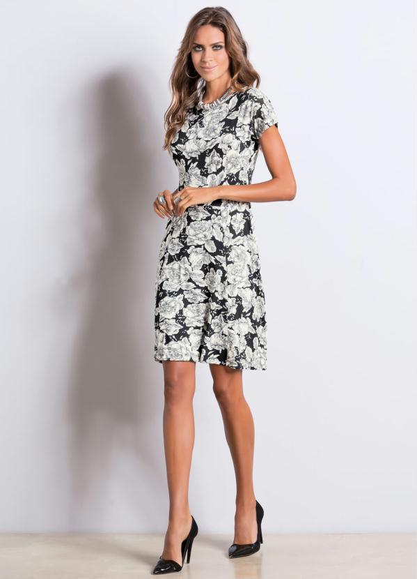 Quintess - Vestido Evasê Acinturado Floral 5