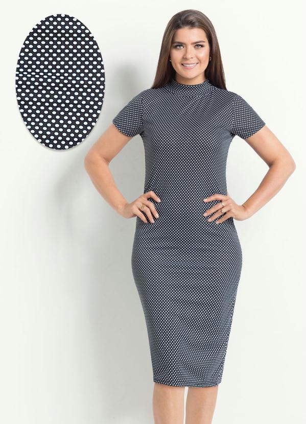 Rosalie - Vestido Midi Poá com Gola Moda Evangélica