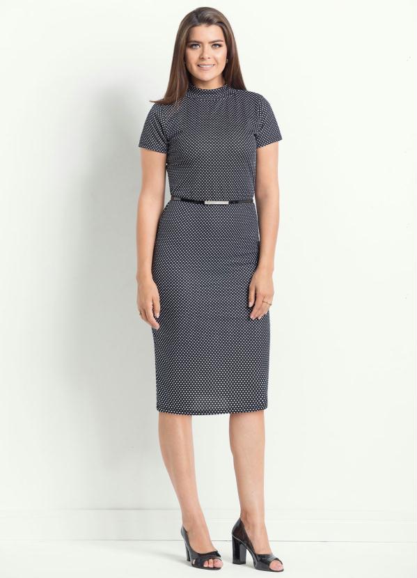 Rosalie - Vestido Midi Poá com Gola Moda Evangélica 5