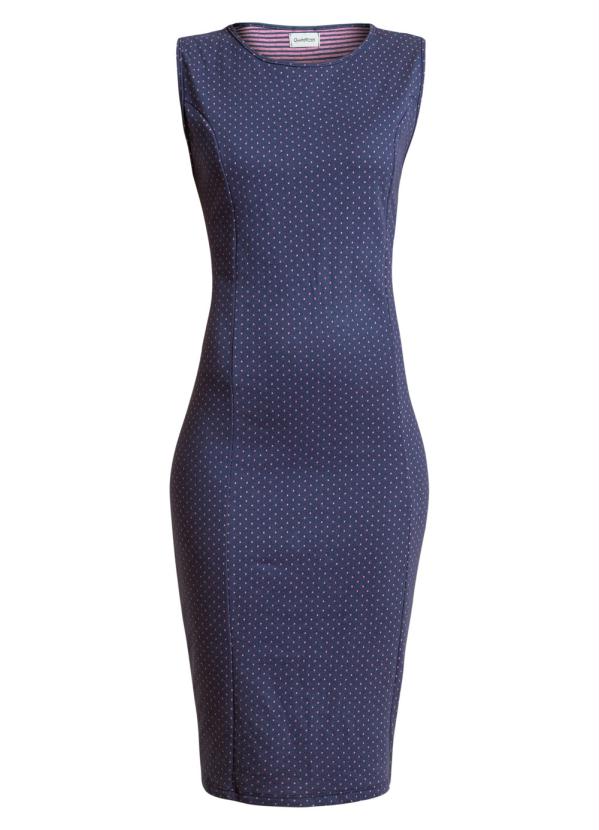 Quintess - Vestido Midi Tubinho Quintess Poá Marinho 7