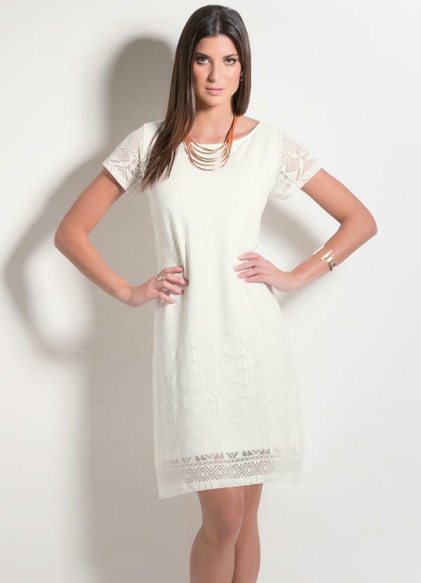 Multimarcas - Vestido Reto Decote Canoa Off White