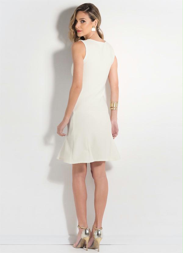 Multimarcas - Vestido Sino Off White com Detalhe no Decote 4