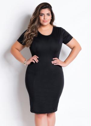 vestido midi plus size preto