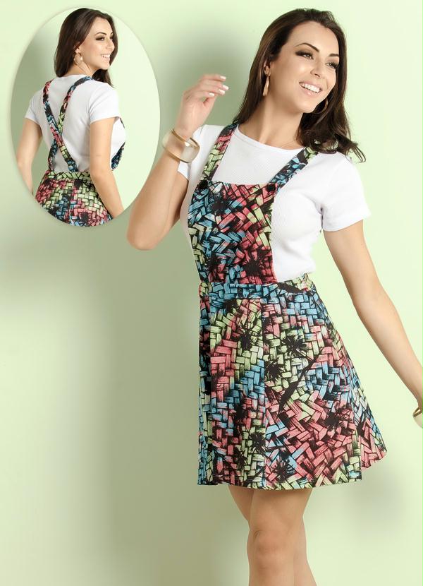 Outlet - Salopete Estampa Geometrica Colorida