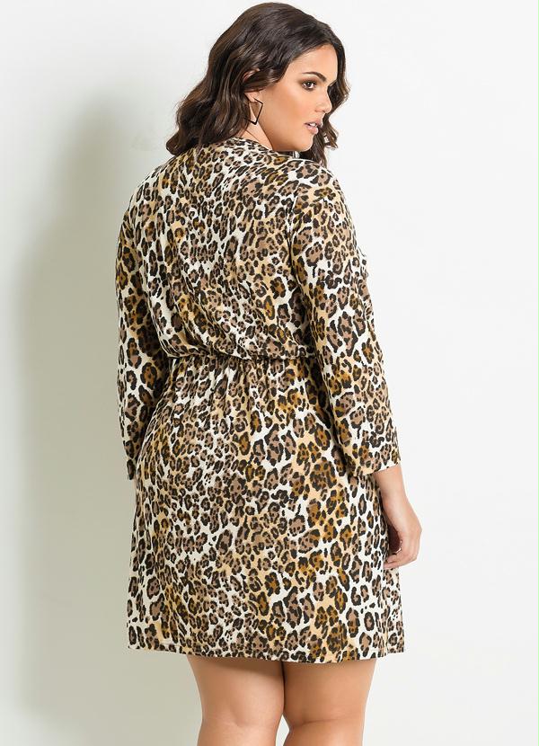 Quintess - Vestido Animal Print Onça Plus Size 2