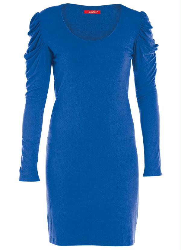 Quintess - Vestido Azul Royal com Manga Longa Presunto 4