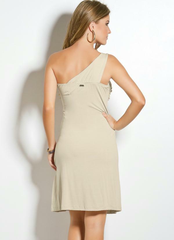 Quintess - Vestido Bege Ombro Único 2