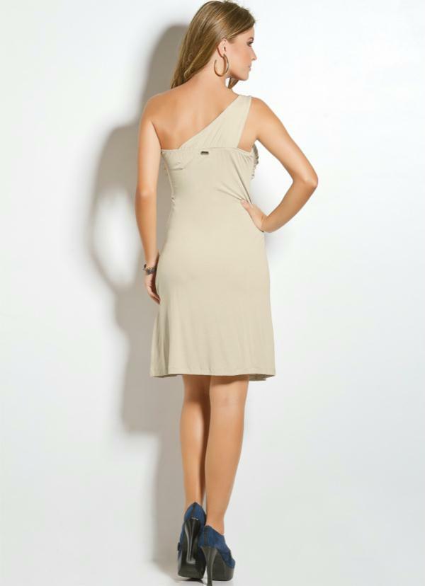 Quintess - Vestido Bege Ombro Único 5